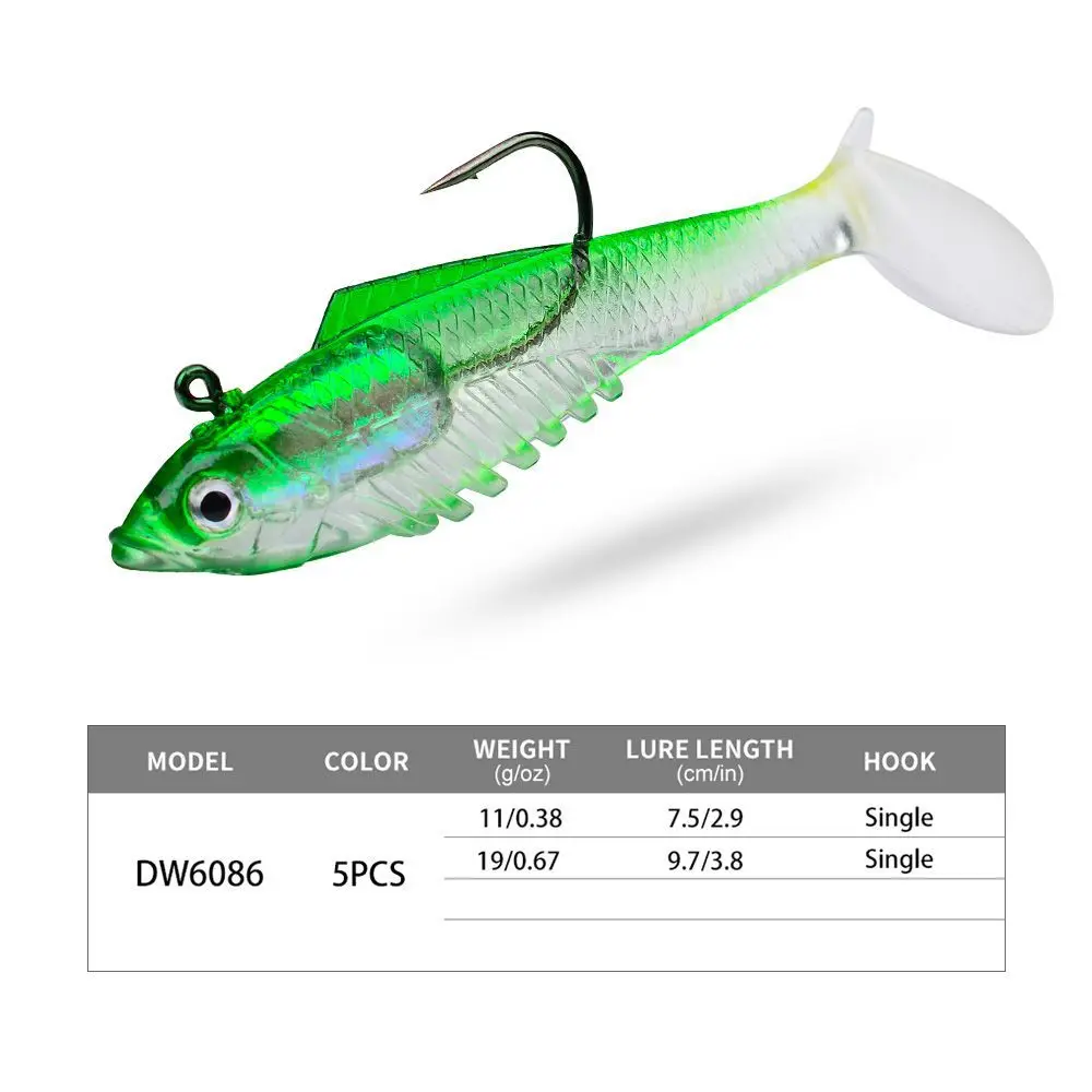 Sea.Yolo 11g/19g Fishing Lure T-tail Soft Bait Wrapped With Lead Fish Artificial Fake Bait For Sea Fishing Bait