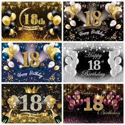 Photography Background Red And Black 18 Years Old 18th Birthday Backdrop Decor Banner For Girls Boys Party Supplies Glitter