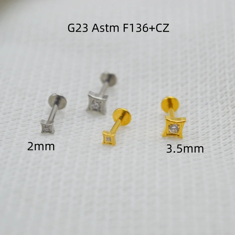 10pcs G23 Titanium Astm F136 CZ Lip Labret Bar Ear Cartilage Helix Rook Tragus Studs 16G Body Piercing Jewelry New