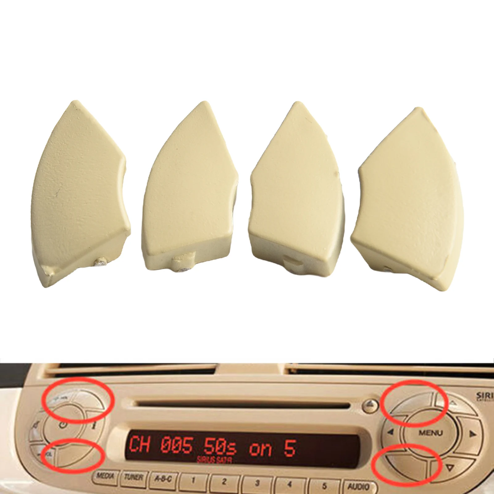 

4 pcs Trims cover Removal point holes For Fiat 500 radio cd Button buttons trims parts Replacement parts Hot High Quality