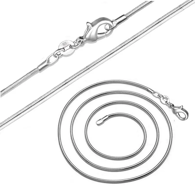 10PCS/Lot 16-30 cm Solid 925 Silver Snake Chain  With Lobster Clasp For Jewelry Marking DIY Accessories