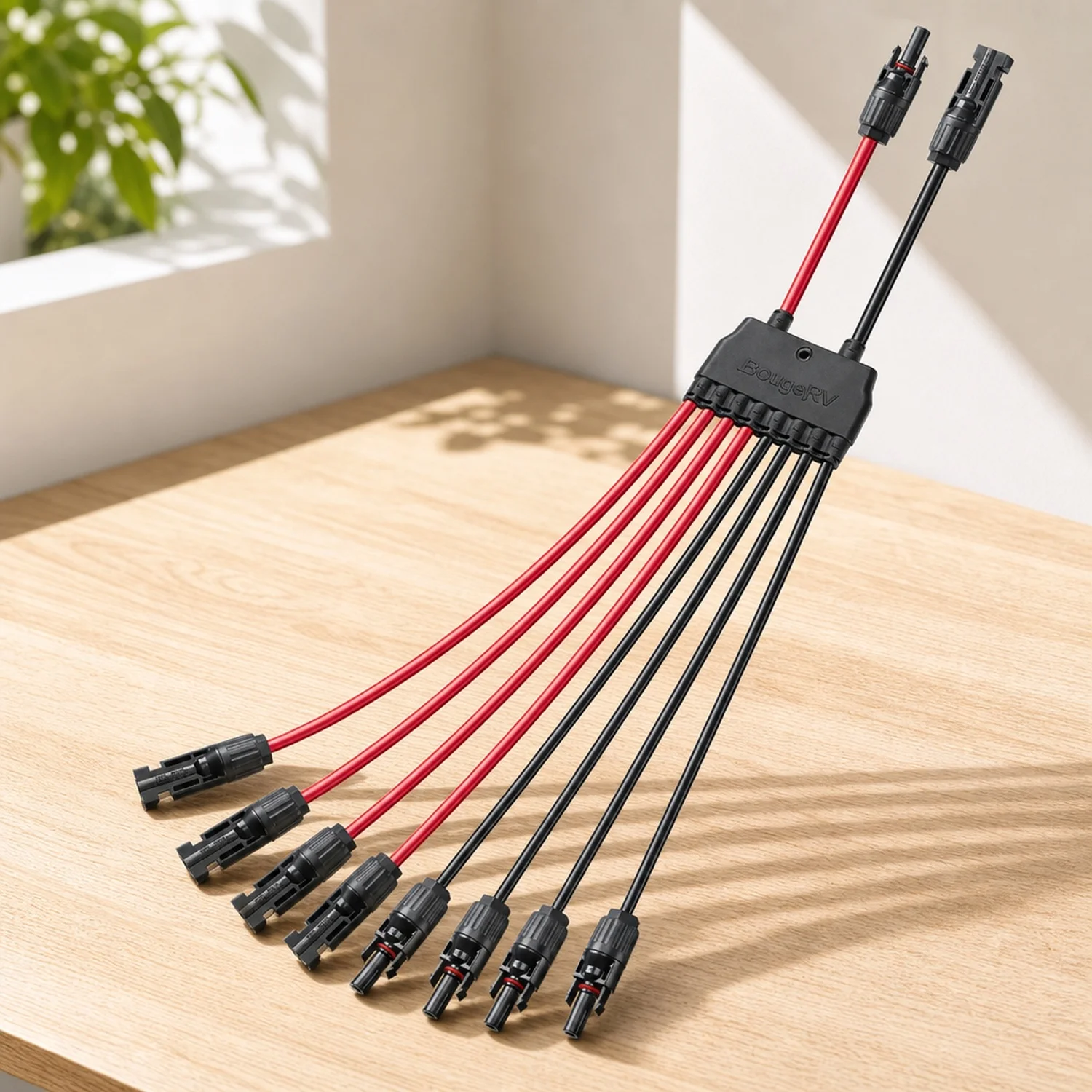 Solar Parallel Connectors, 2 to 8 Y Branch 10AWG Extra Long Cable | Connect 2-4 Solar Panels Adapter Splitter Wire Plug, PV