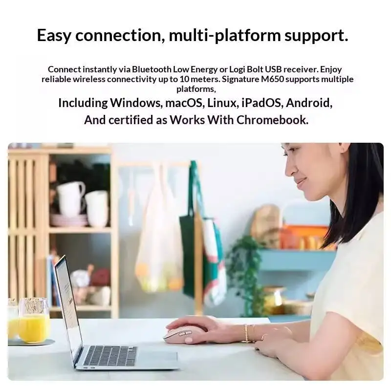 Logitech M650 & M650L Multi-Device Bluetooth Mouse Silent Click Ergonomic Shape High Precision For PC Mac Desktop Home