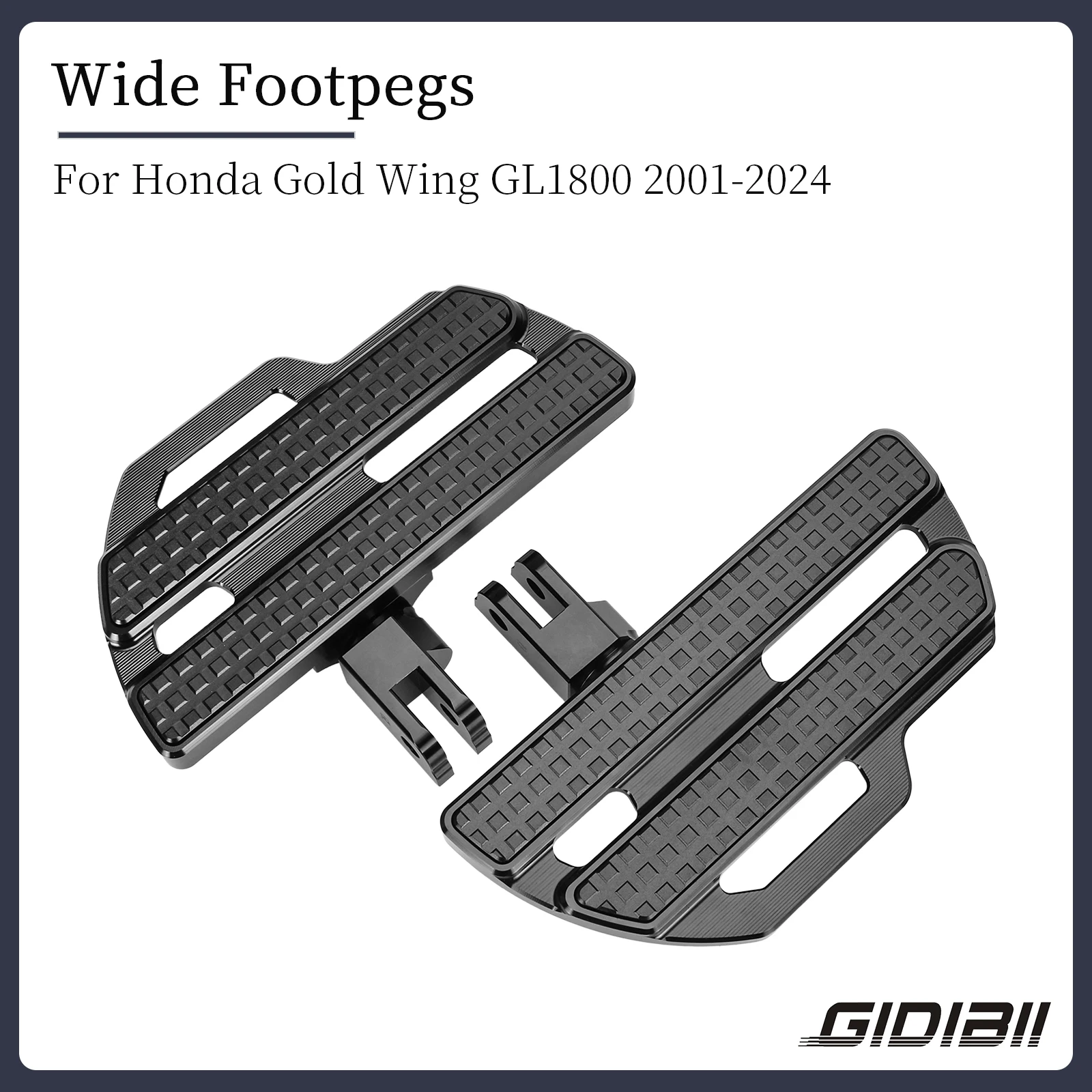 1 Pair Black Rider Floorboards Footboards For Honda Gold Wing GL1800 2001-2024 Wide Front Footrests Custom CNC Pedals