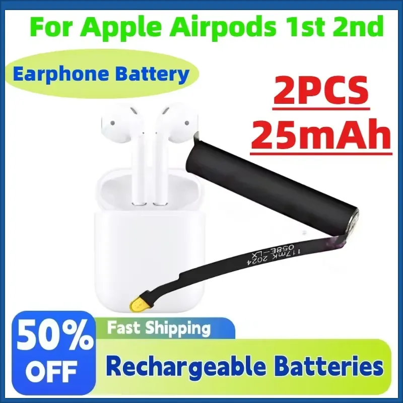 

2PCS Earphone Replacement Battery for Apple Airpods 1st 2nd A1604 A1523 A1722 A2032 A2031 Air Pods 1 2 Replace GOKY93mWhA1604