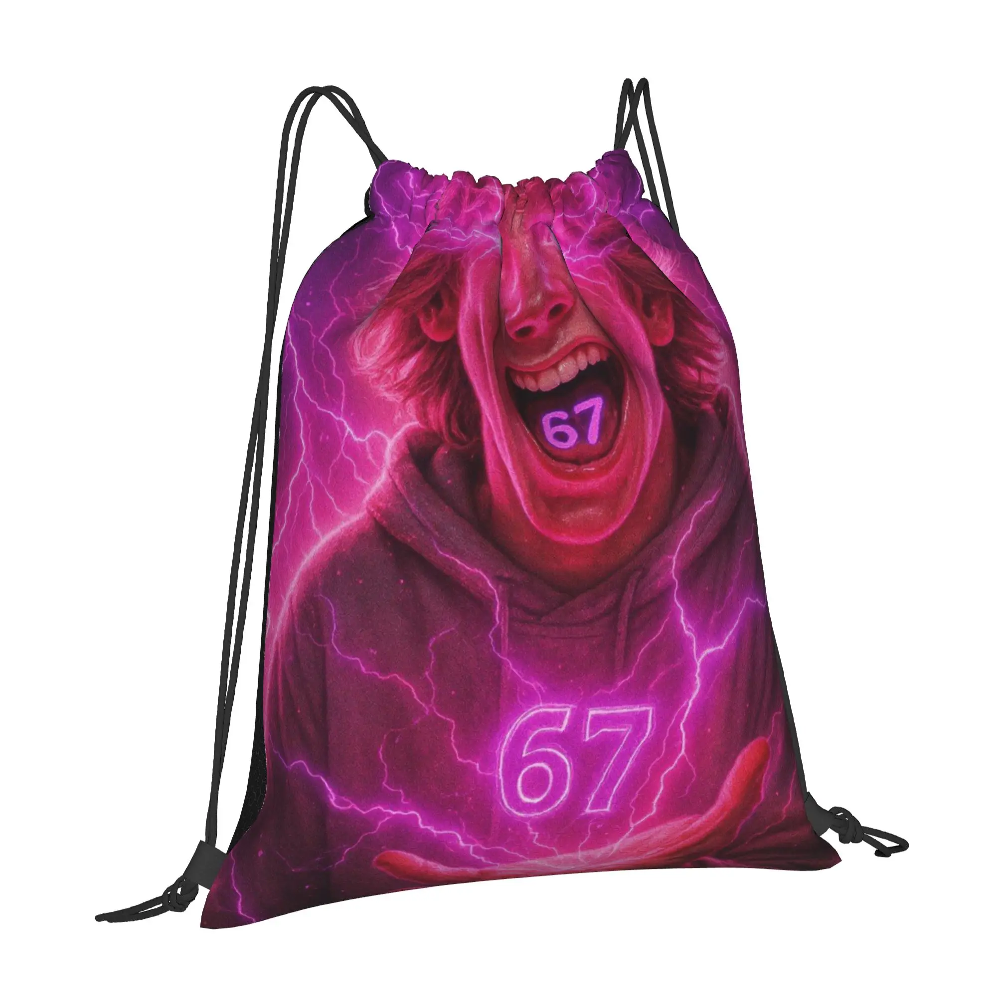 67 Number Awakening in Light 67 Multi-function Pocket Men Women Storage Backpack Teenager Travel Bag Print Drawstring Bags