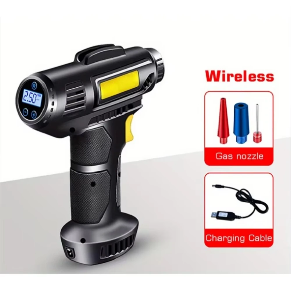 Wireless/Wired Handheld Car Inflatable Pump 120W Portable Car Air Compressor Electric Automobiles Tire Inflator with LED Light