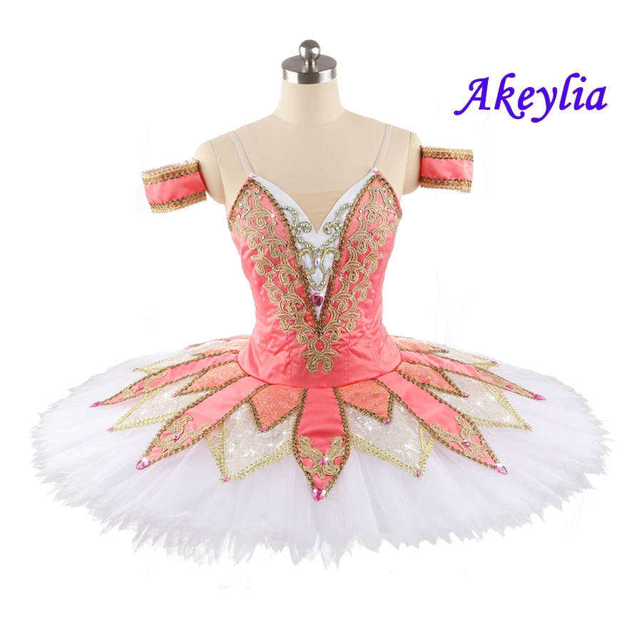 Akeylia High Quality professional ballet tutu rose red white Performance dance Wear dress Pink YAGP TUTU for women JN0120