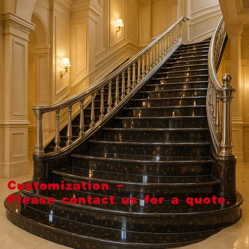 

Customize.Premium Modern Polished Black Ember Granite Stairs Cut-to-Size