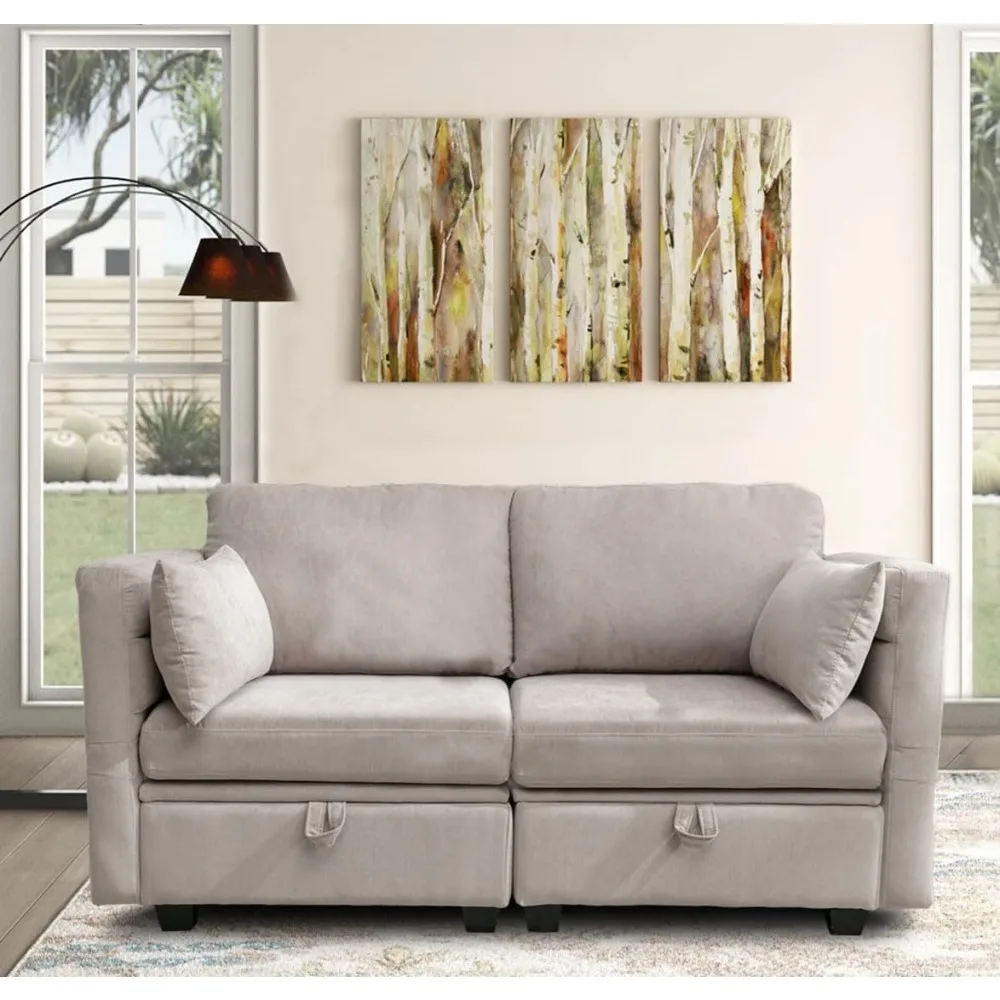 LoveseatSofa con asientos de almacenamientoSmallCouch Modular seccional con almacenamiento y brazos y respaldos reclinables 57" convertible, personalizado