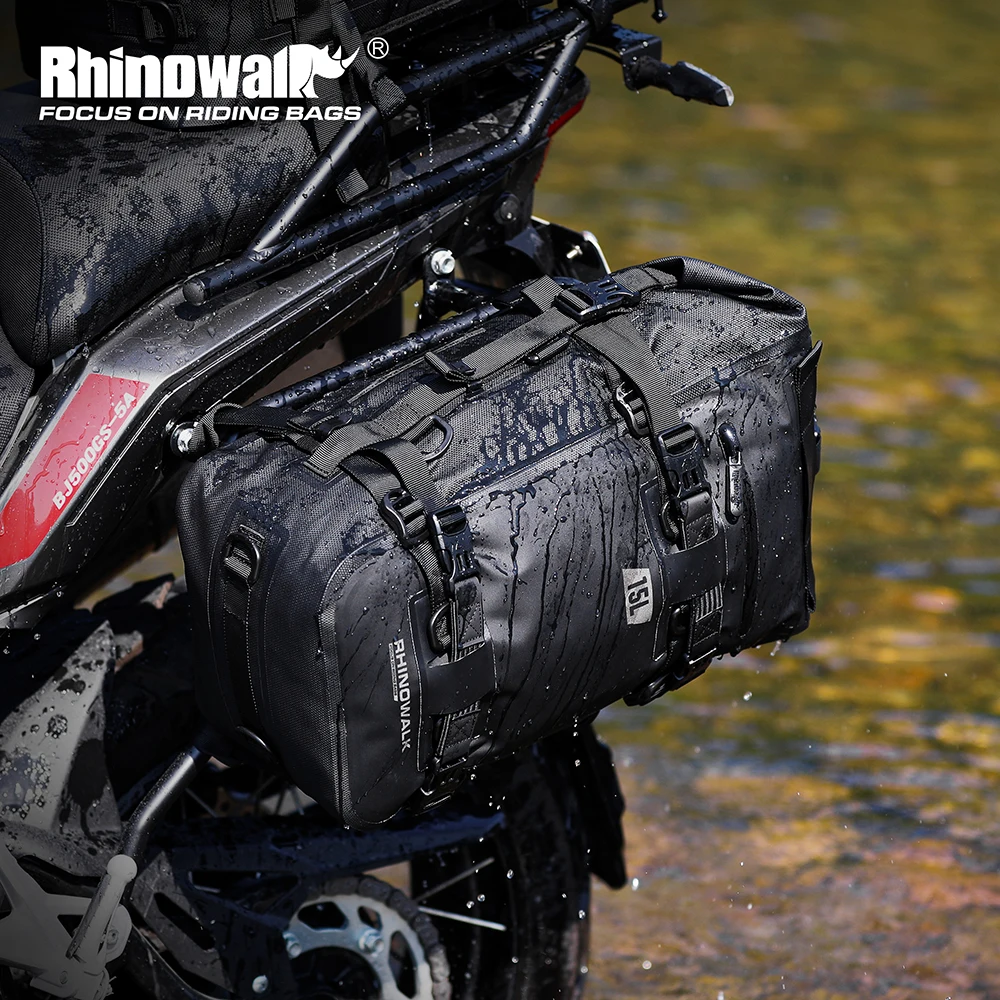 Rhinowalk 100% Waterproof Motorcycle Tail Bag 15L Motorcycle Bag for Men Rear Luggage Bag for Motorcycle Motorcycle Accessories