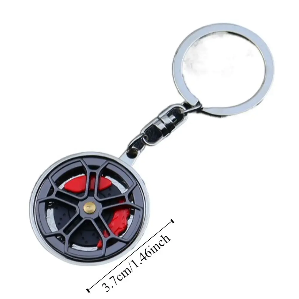 Rotatable Wheel Hub Key Chain Zinc Alloy 3D Wheel Hub&Brake Keychain Fidget Toy Fingertip Gadget Car Accessories Keychain Gift