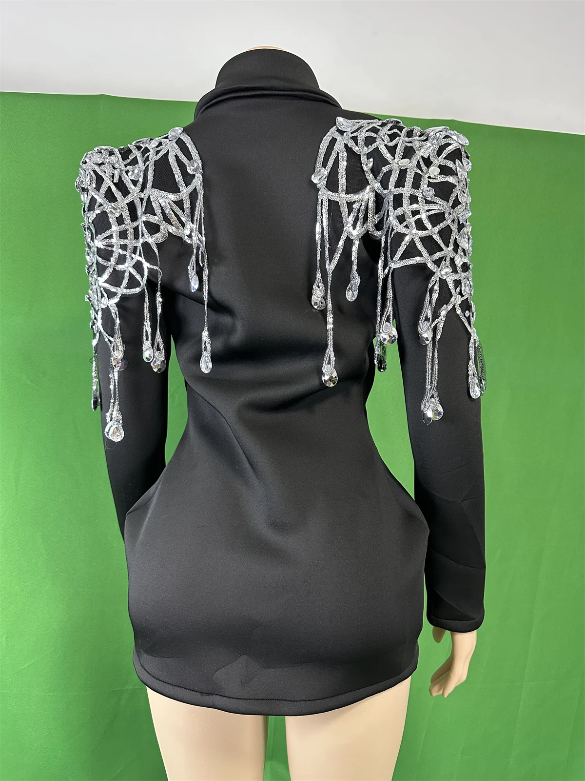 Seksowna DJ DS damska czarna sukienka marynarka urodziny piosenkarka występ kostium karnawał Rave festiwal królowa stroje 2025