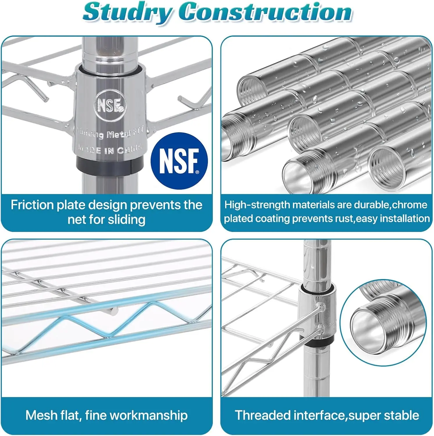 ชั้นวางของ 6 ชั้นชั้นวางลวดโลหะพร้อมล้อ,ความจุน้ําหนัก 6000LBS Heavy Duty NSF ความสูงปรับโรงรถเธอ