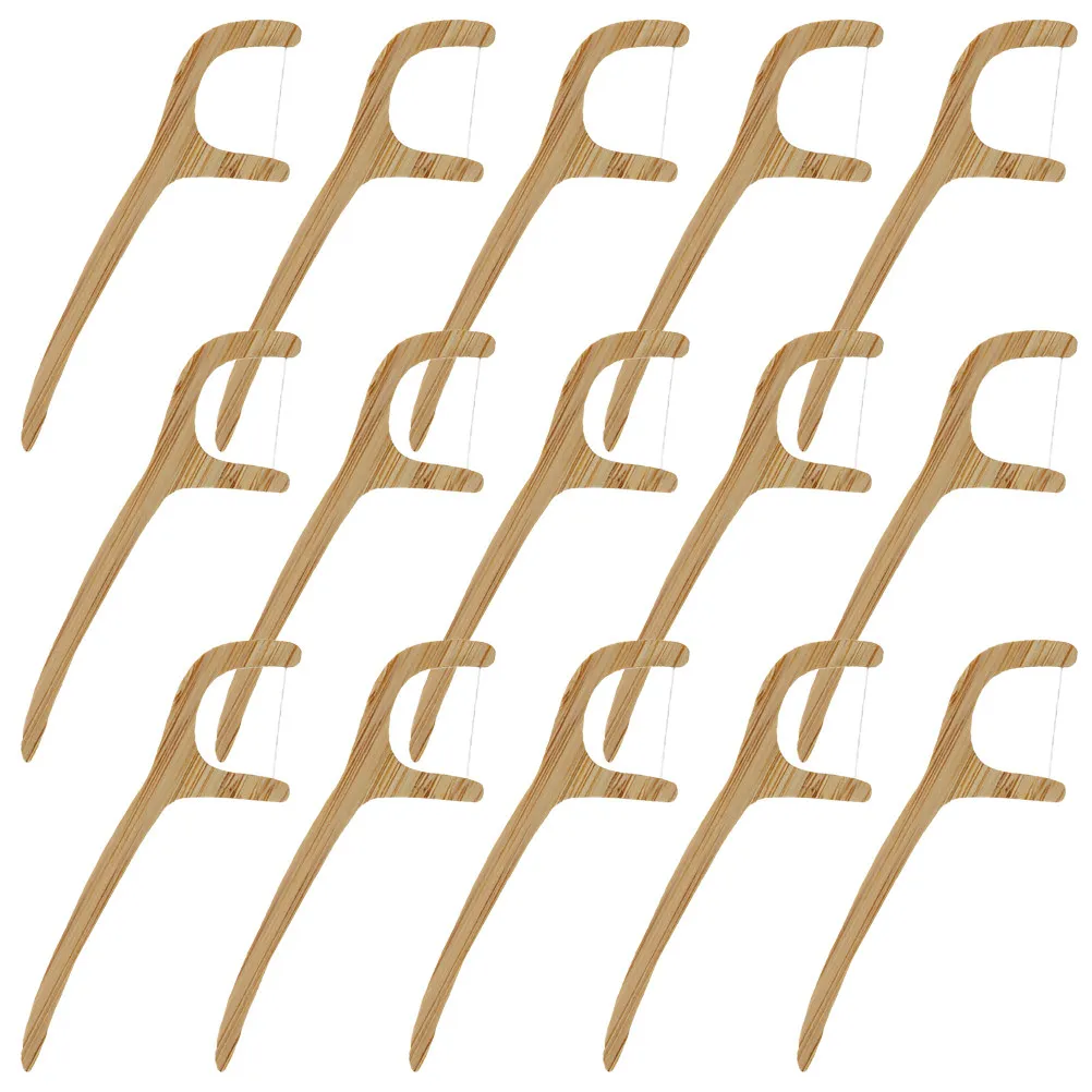 Bamboo Dental Floss Picks 20pcs – Thin Silky Interdental Cleaners for Effective Plaque Removal & Deep Teeth Cleaning