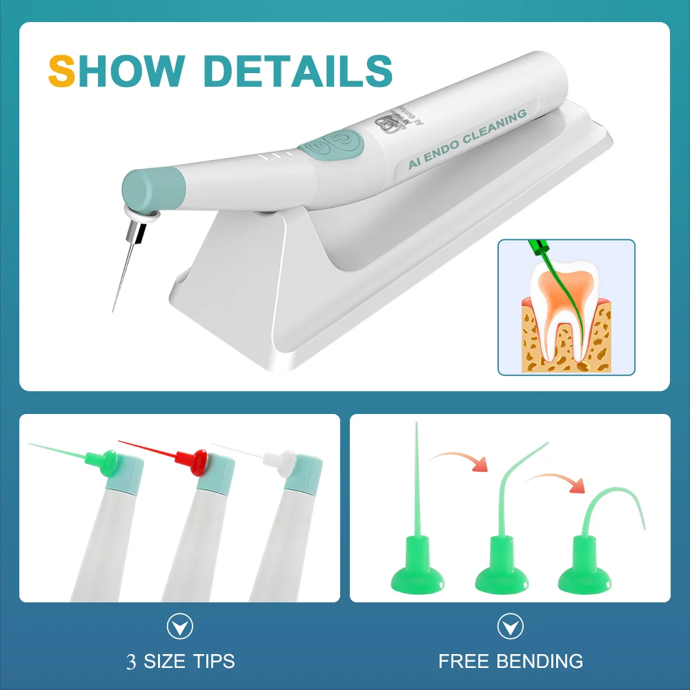 Irrigatore sonico dentale motore sonico a 3 velocità manipolo Cordless attivatore Endo punte in polimero di grado medico per terapia endodontica