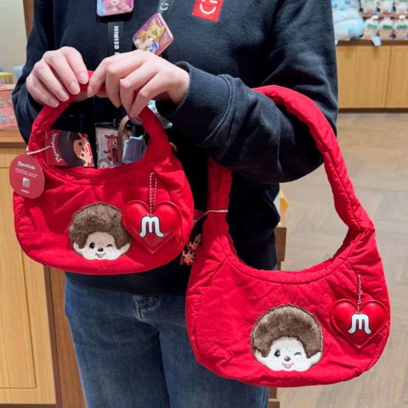 Hot Kawaii Monchhichi Series Cute Handbag Cartoon Character Creativity Portable Small Item Storage Bag Women Shoulder Bag Gift view 2