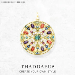 Golden Colorful Amulet Pendant Brand New Jewelry 925 Sterling Silver Accessories Romantic Gift For Women