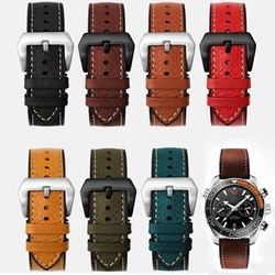 For any brand Italian Cowhide Leather watch Strap 19 20 21 21 22 23MM Green Brown blue red Men fluoro rubber watchband Bracelet