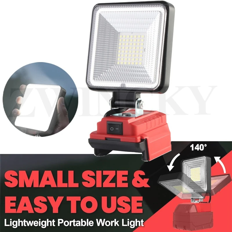 1PCS Cordless LED Work Light for Milwaukee 18v Battery LED Flood Light with USB & Type-C Charging for Emergency Workshop Outdoor