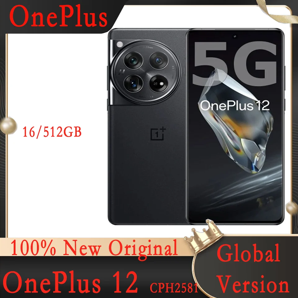 Global Version OnePlus 12 5G, 6.82” Snapdragon 8 Gen 3, 50MP NFC Original Mobile Phone Bluetooth 5.4 Smartphone Android 100W