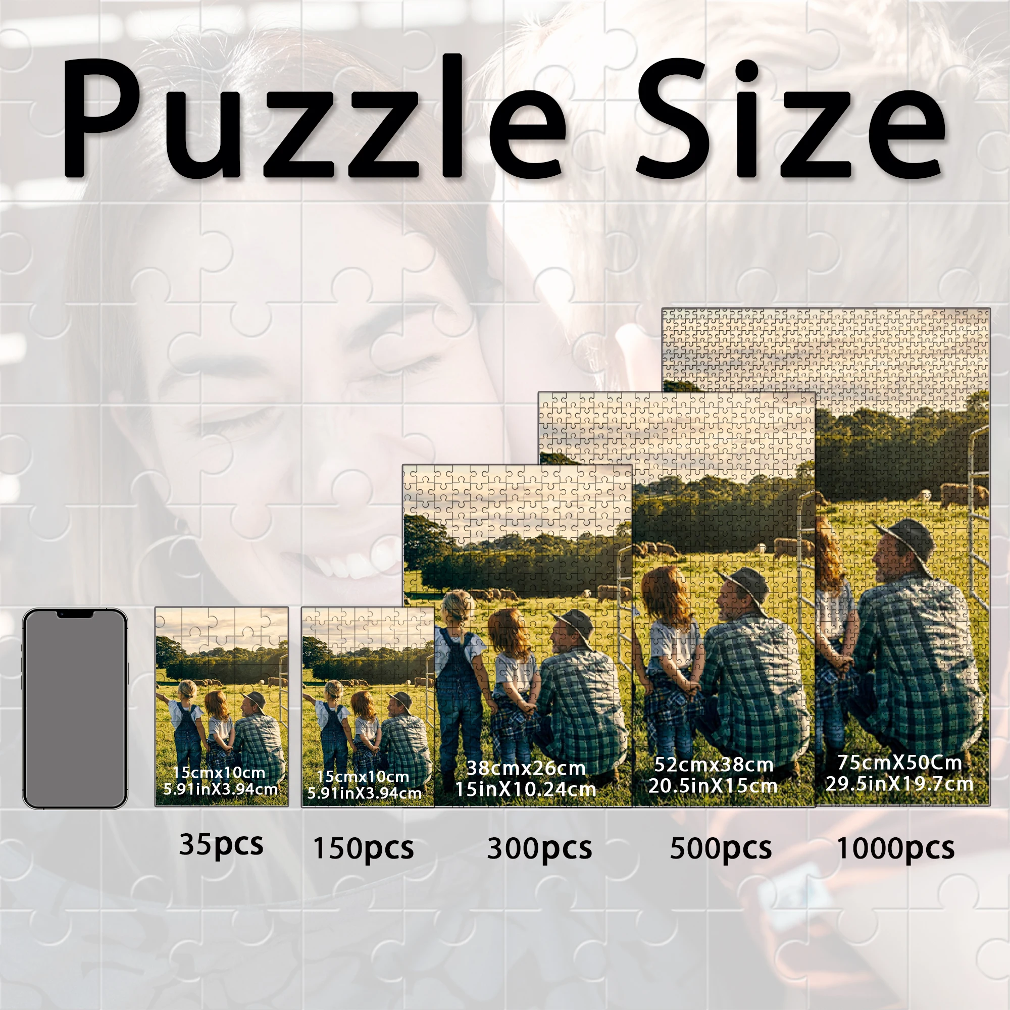 35/150/300/500/1000pcs cool family Custom Photo Custom DIY Personalised Photo Portrait Puzzles Custom Puzzles in Photos