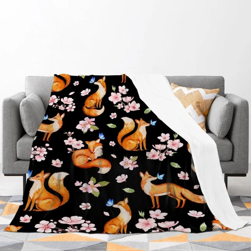 New Sakura Carpet Comfortable, Soft and Lightweight Flannel Throwing Fox Sakura Decoration Girl Gift 40x30