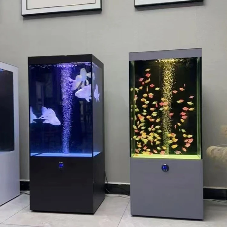 Wholesale new large curved living room goldfish tank glass wall landing ecological aquarium fish tank