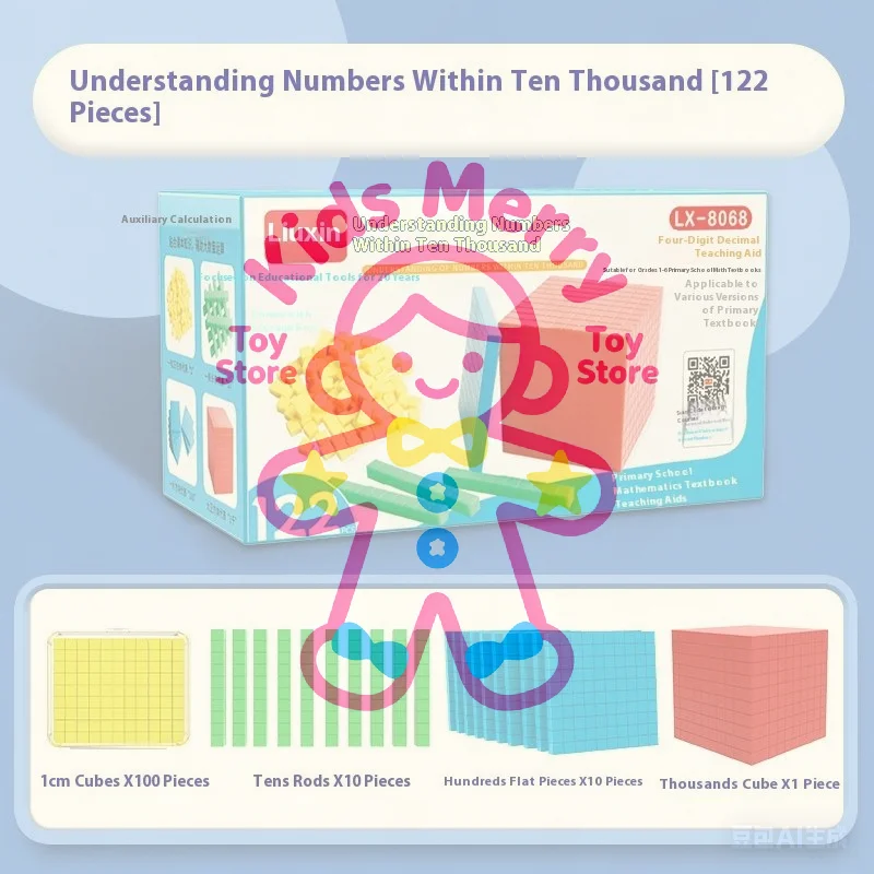 1 ensemble de jeu mathématique pour enfants, Kit complet de dix cent mille, jouets à Base en plastique, jeux de Cubes de comptage