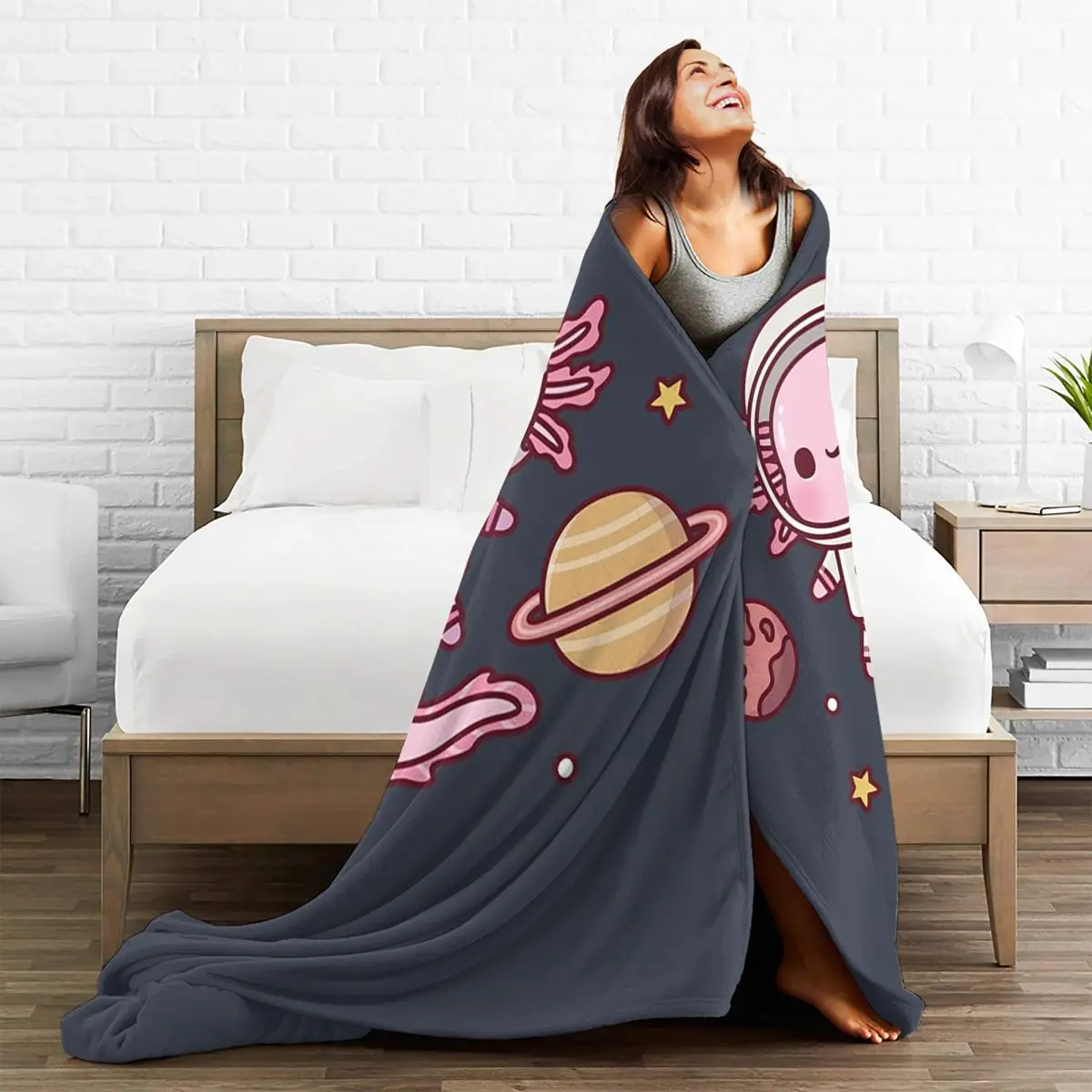 Kawaii Axolotl Mexican Salamander Blankets Fleece Sofa Throw Blanket Super Soft for Home Bedroom Outdoor Throws Bedspread Quilt - view 6