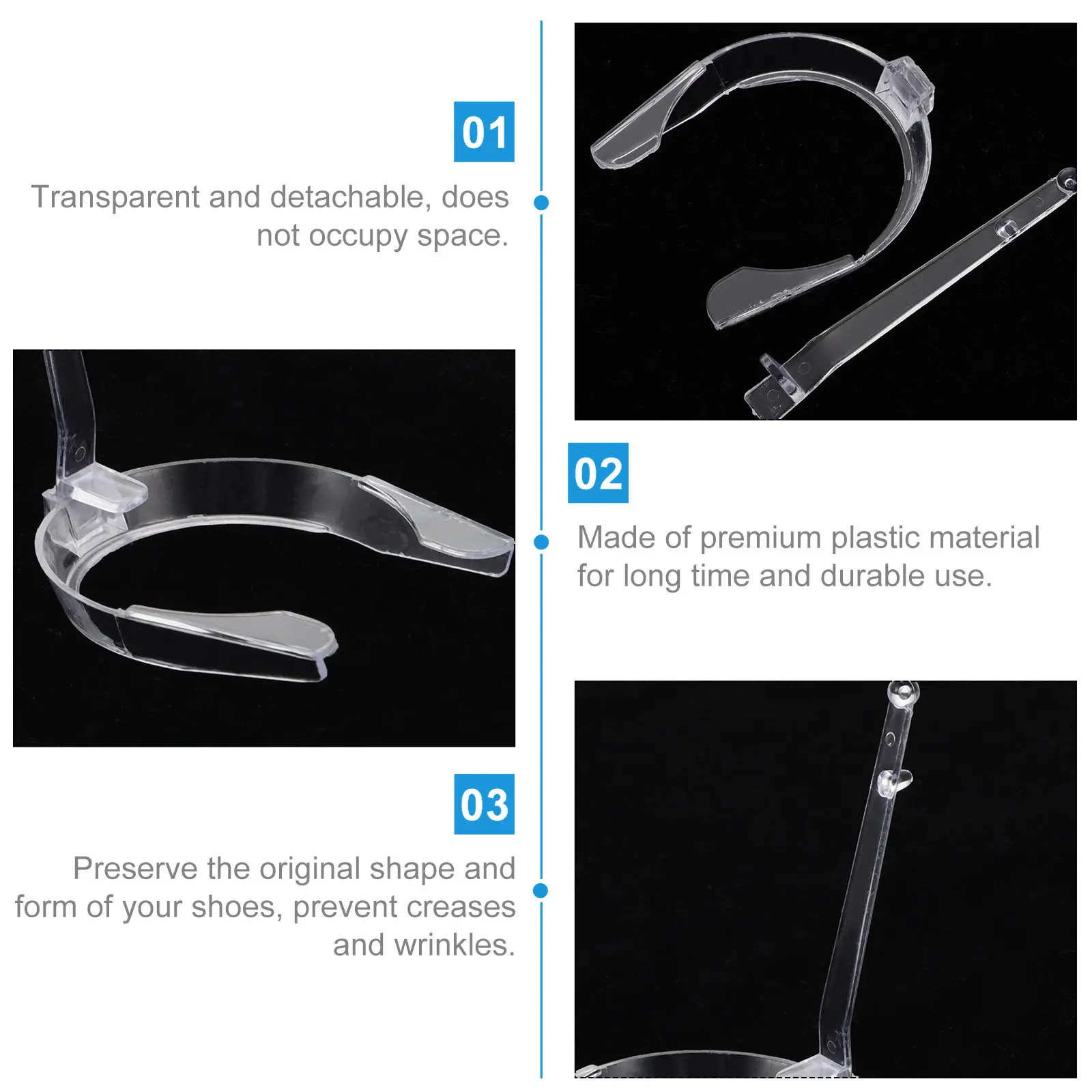

10 пар пластиковых прозрачных прочных формователей для обуви с поддержкой каблука, для фиксации и демонстрации, предотвращающие деформацию