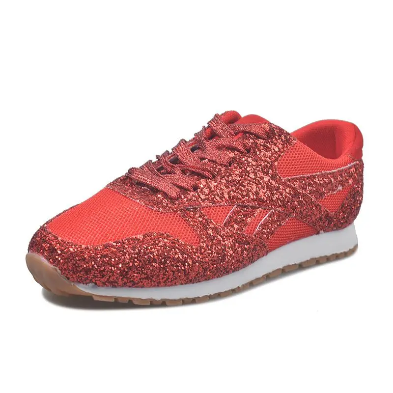 Hot Sale Tenis Mujer Women Tennis Shoes Lady Shiny Sequin Red High Top Sneakers 2024 Spring Autumn Female Jogging Sport Trainers