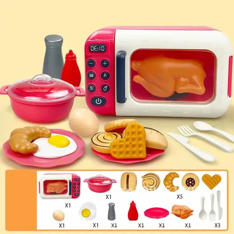 Children's Simulation Microwave Oven Toys Baby Kitchen House Cooking Toys Gifts Children's Set Interactive