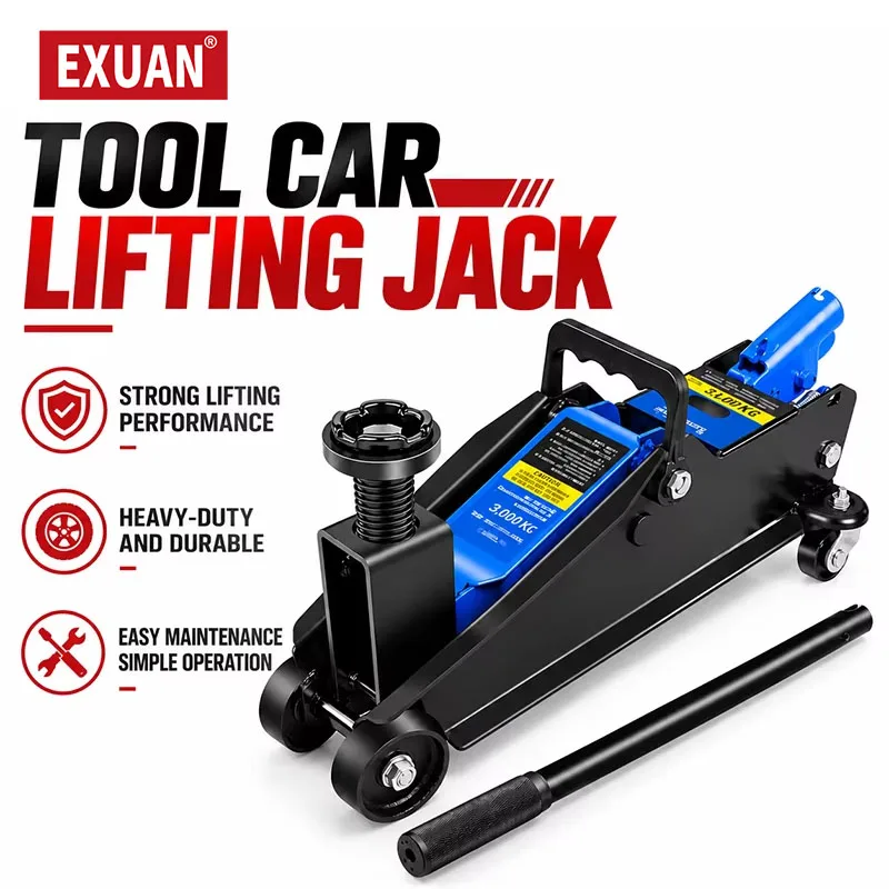 3T Horizontal Heavy-duty Hydraulic Jack Auto Repair Tool Off-Road SUV Sedan Hand Cranked For Tire Changing Under Automotive Load