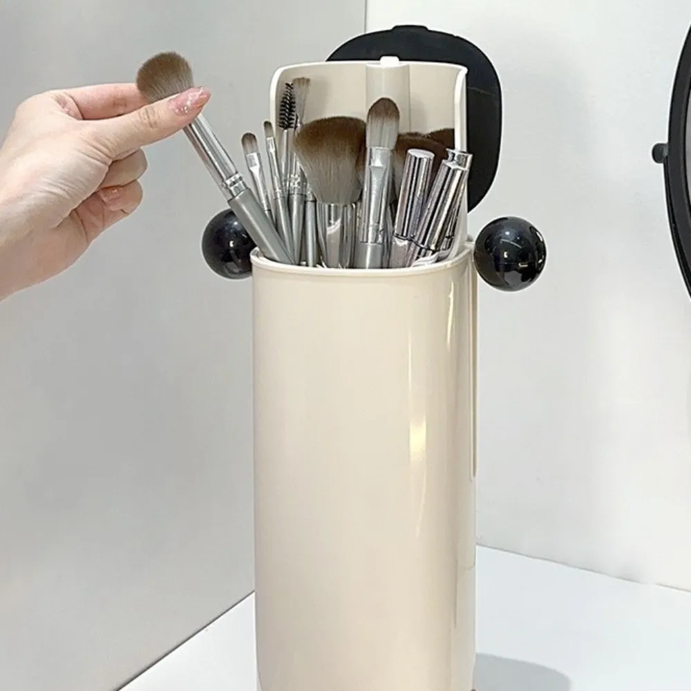 Large Capacity Automatic Lifting Makeup Brush Holder Dustproof Press Type Makeup Brush Storage Tube Waterproof with Lid