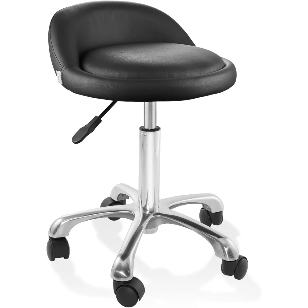 

Rolling Hydraulic Salon Stool with Low Backrest - Adjustable Swivel Chair for Spa, Shop, Salon, Massage, or Medical Office