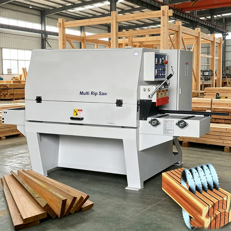 Variable Blade Distance Log Multi Rip Saw Customizable Round Log Cutting Machine for Different Timber Size