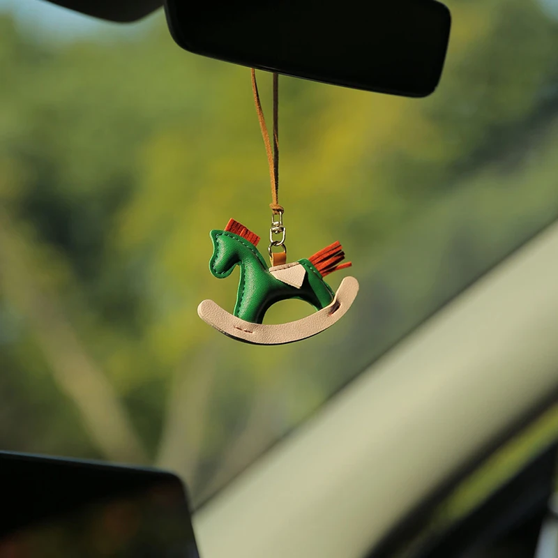 Pony Car Pendant, Leather Interior Pendant Rearview Mirror Hanging Decoration High-end Decorative Item Cute Interior Accessories