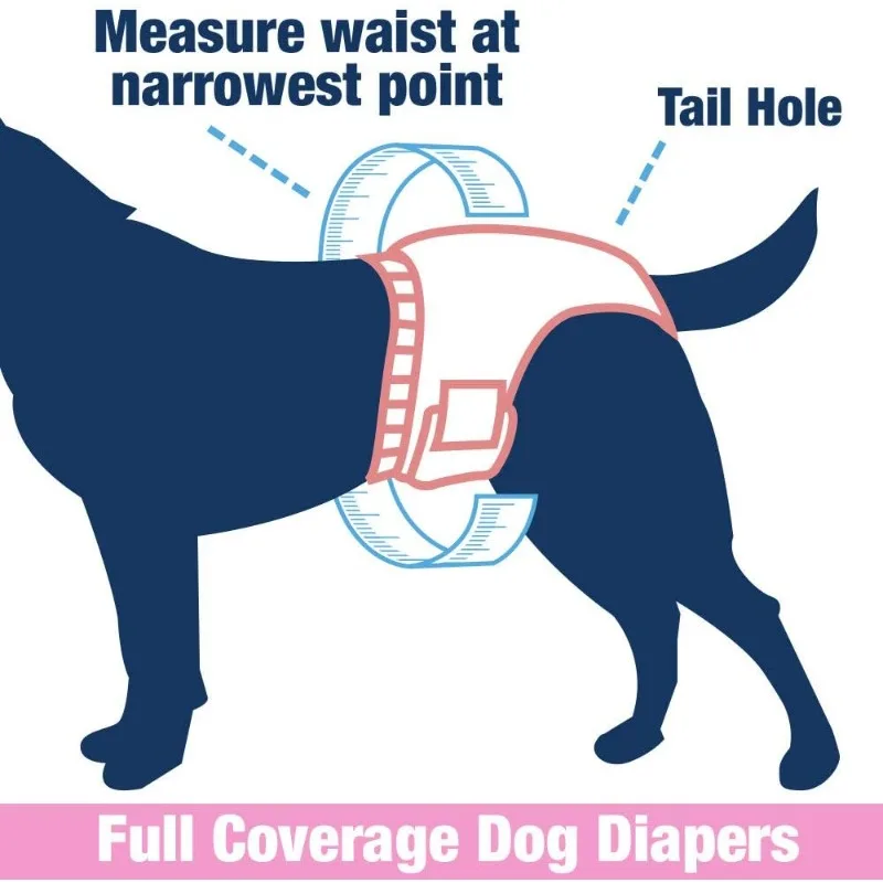 Dog Disposable Diapers, Large/X-Large,576 Count Wholesale Pack - Full Coverage w/Tail Hole,Snag-Free Fasteners,Leak Protection