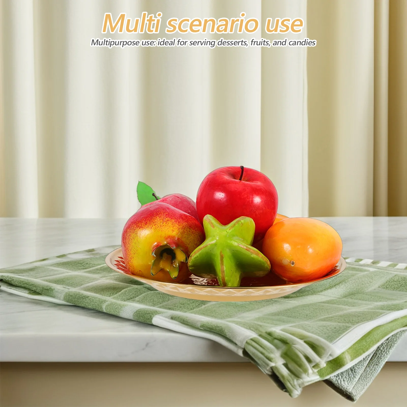 

2Pcs Dessert Plates Stainless Steel Vintage Round Serving Tray Multipurpose Snack Dish Metal Flat Plate for Home Party