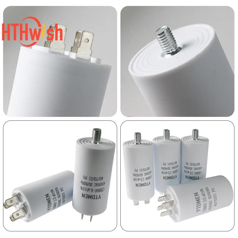 450V CBB60 Motor Capacitors Screw Double Insert 4uF~60uF 450VAC Starting Capacitor for Air Compressor Water Pump‌