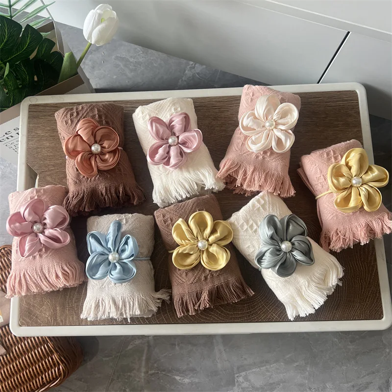 Nordic Ins Solid Japanese Gauze Tassel Towel Cotton Fabric Festival Gift Wedding Gift Companion Hand Gift Household Items
