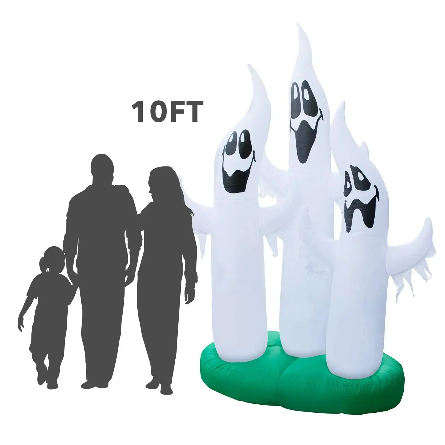 3m Lighted White Ghost Inflatable Model A Pair With 3 Ghosts Blue LED Lights Halloween Yard Party Decor Cross-border Supply