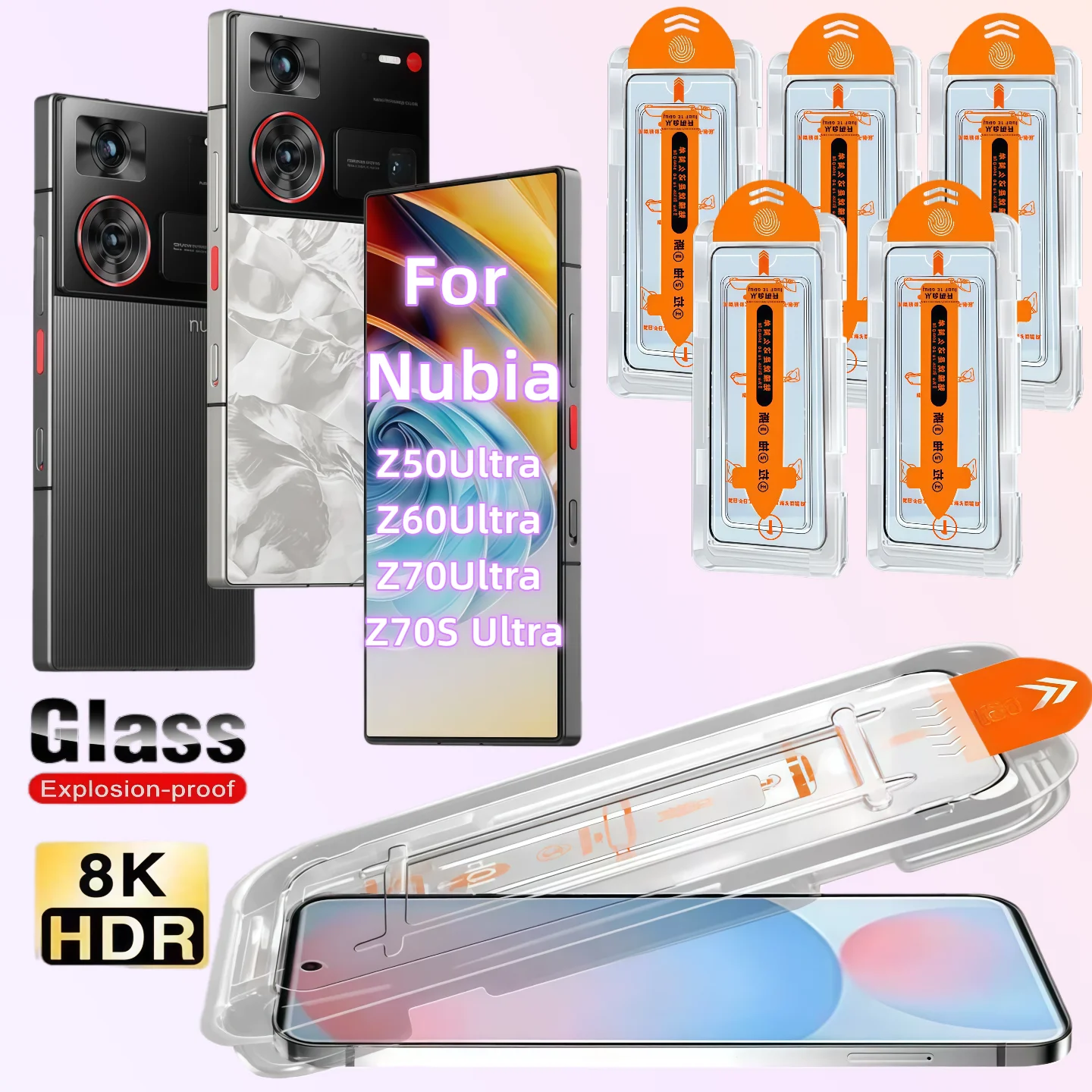 

5-Pack High Definition Tempered Glass Screen Protector for ZTE Nubia Z50 Ultra/Z60 Ultra/Z70 Ultra/Z70S Ultra, Dust-Free