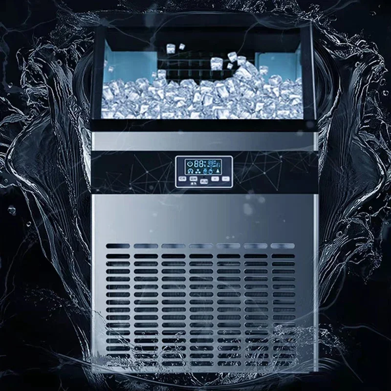 

PBOBP Commercial Ice Maker Machine, 130LBS/24H Free Standing Commercial Ice Machine 45 Ice Cubes/Cycle in 13-20Minutes