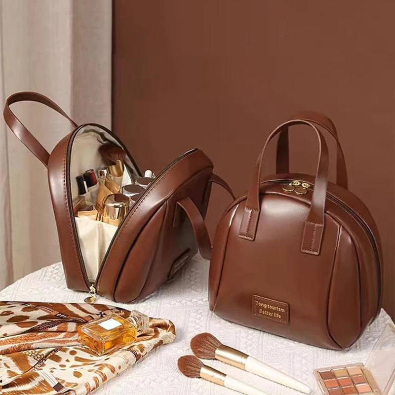 1Pieces Fashion Large Capacity Cosmetic Organizer PU Ladies Shell Travel Leather Handbag Portable Durable Mountaineering Bag