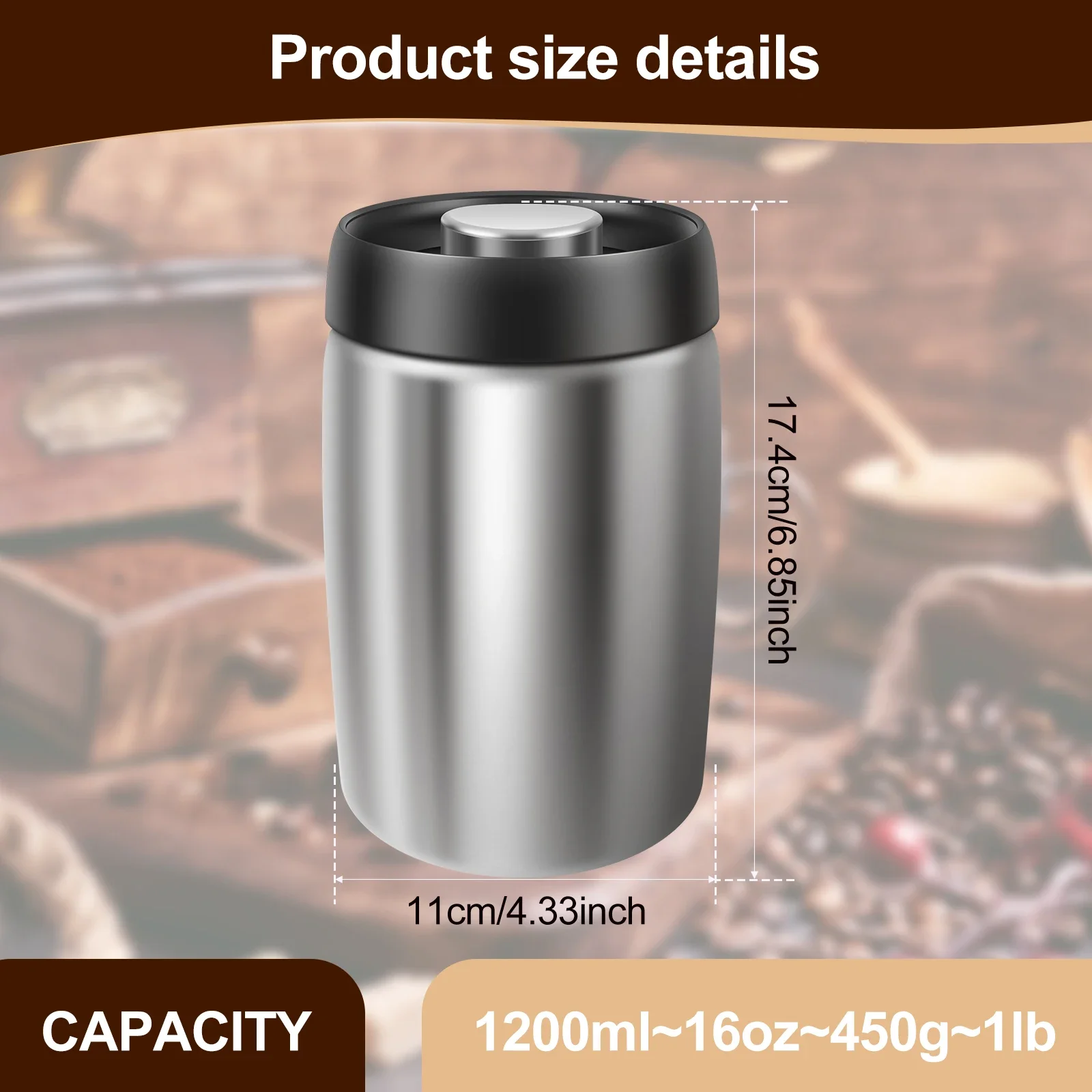 Coffee Sealed Jar Stainless Steel Tea Storage Can Moisture Proof Coffee Bean Storage Container Large Calibre for Spices Coffee