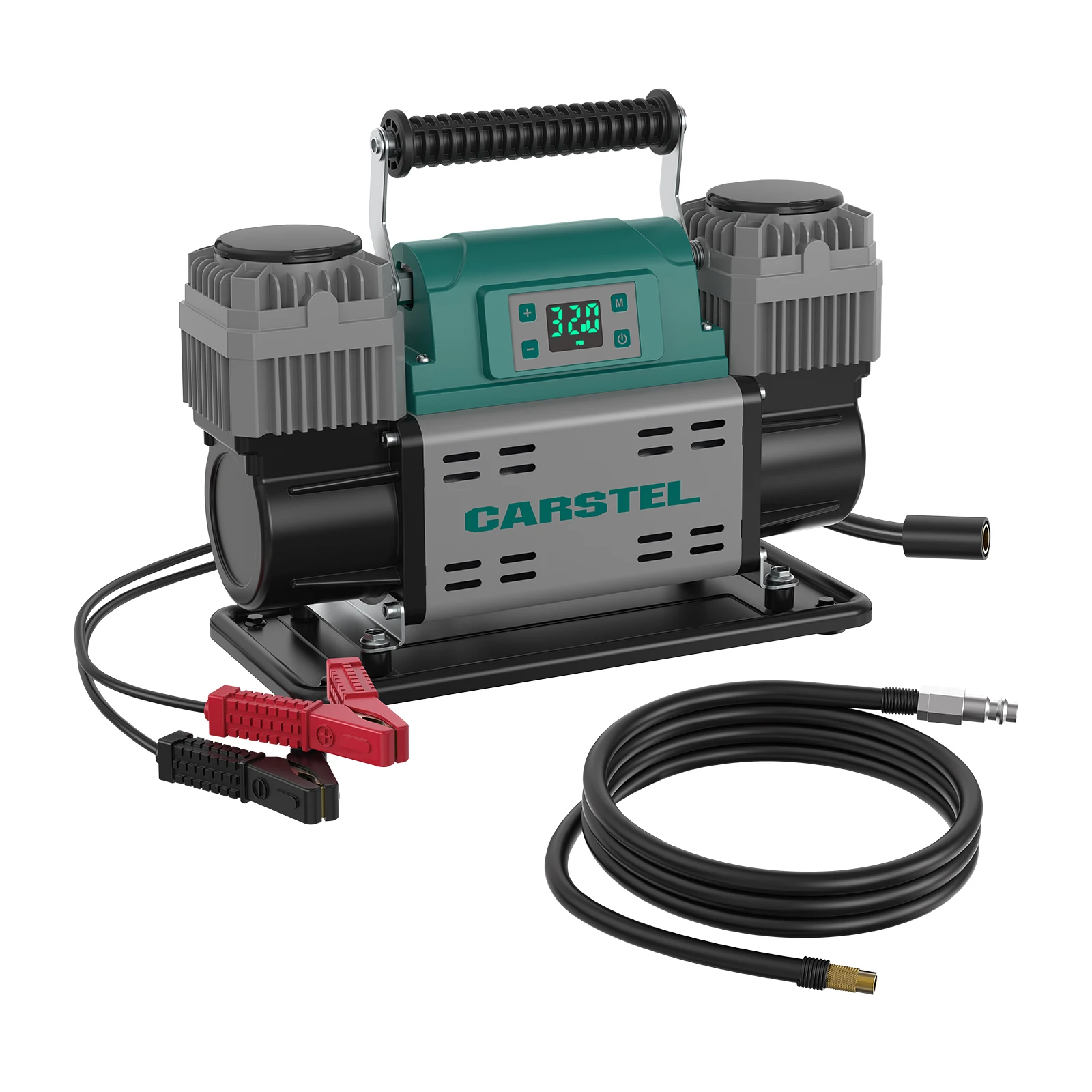 

Carstel 12V Portable Double Cylinder Air Compressor 150PSI Tire Inflator With Auto Shut Digital Display Tire Pressure