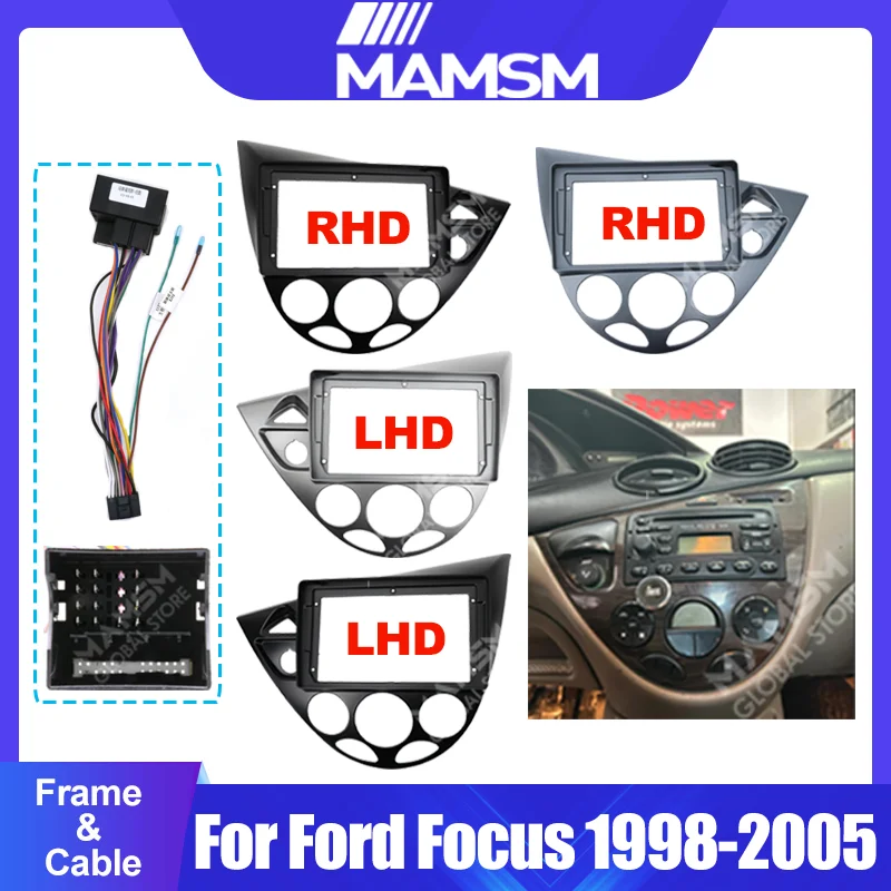 

For FORD FOCUS 1998-2005 Fascia Radio Dvd Stereo Cd Panel Dash Mounting Installation Trim Kit Face Frame Bezel with Wire Harne.