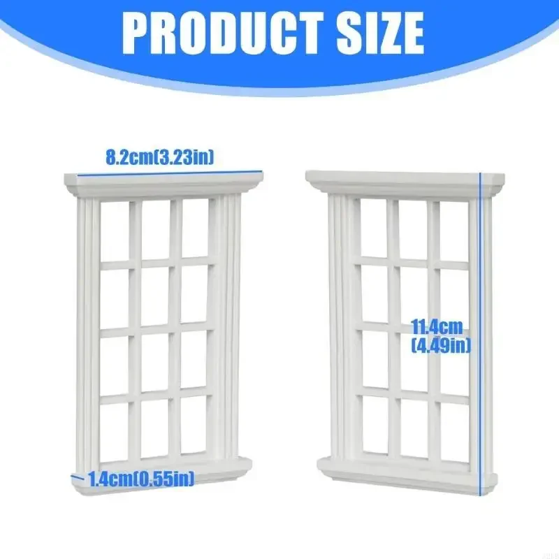 1/12 Miniature ไม้หน้าต่างบ้านตุ๊กตาหน้าต่างขนาดเล็กรูปสำหรับเด็ก Interactive Playset โครงการตกแต่ง 2PCS 15UB